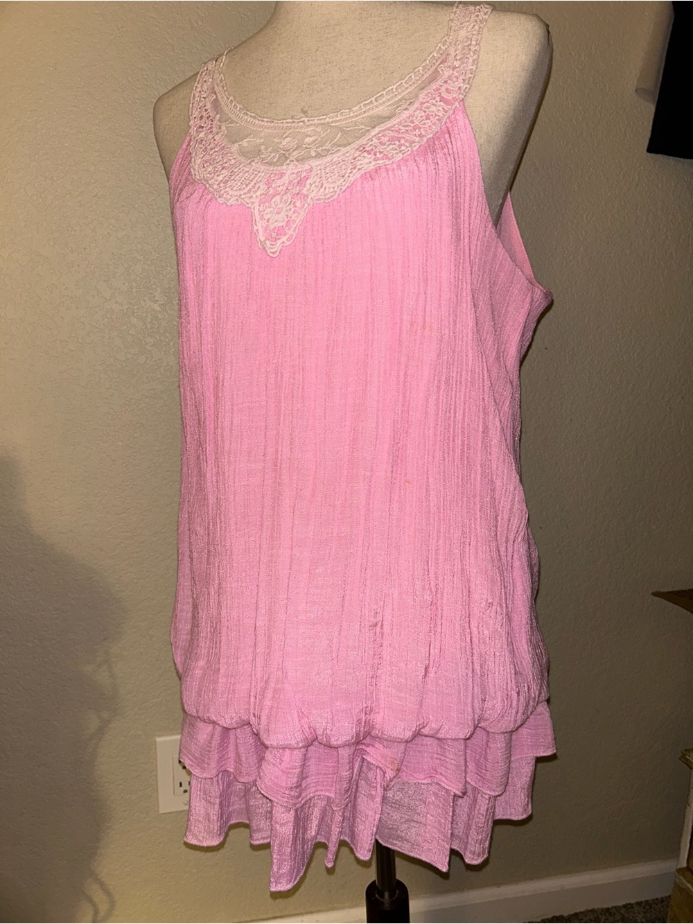 Simply Irresistible Pink Lace-Trim Ruffled Camisole